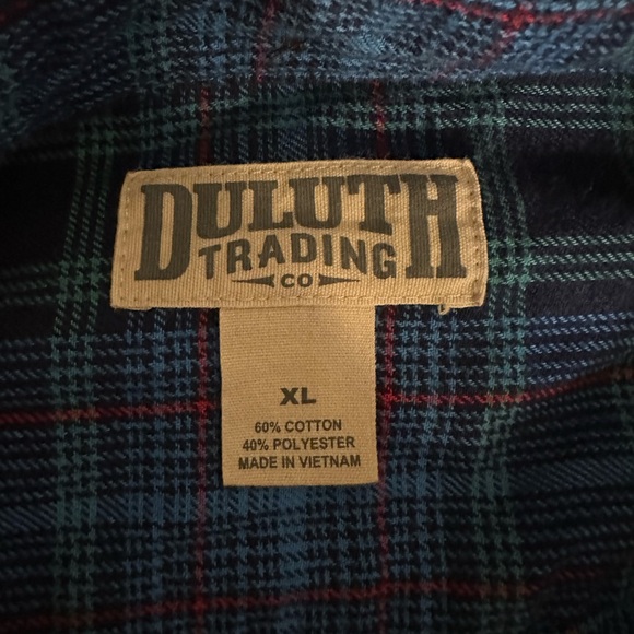 Duluth Trading Company Plaid Green Blue Red Button Down Long Sleeve Size XL - Picture 6 of 7
